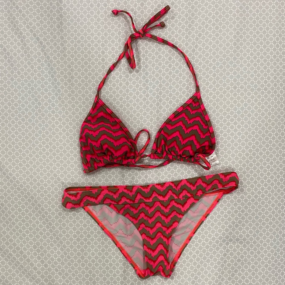 Coral & Tan Print Bikini